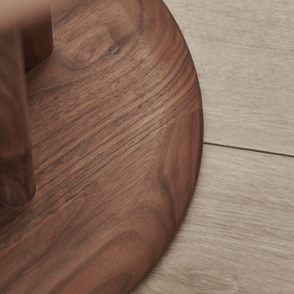 Contemporary Side End Table Round Pedestal Walnut Living Room Solid Wood Corner Table