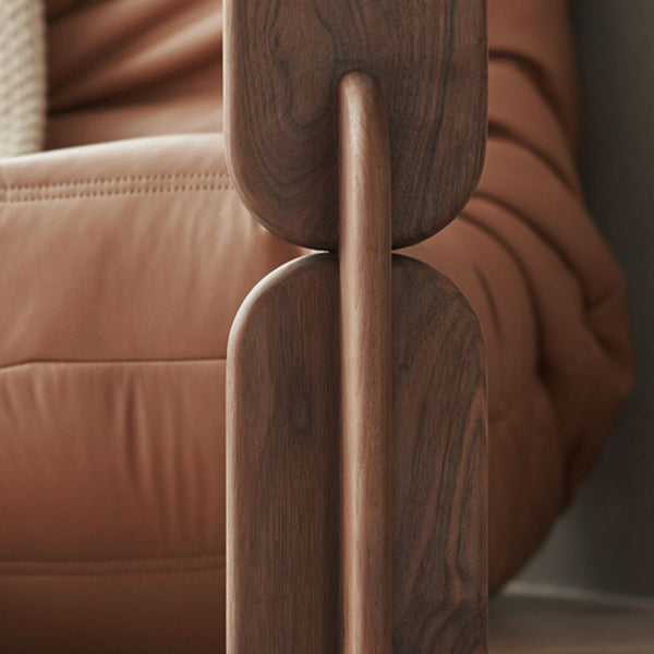 Contemporary Side End Table Round Pedestal Walnut Living Room Solid Wood Corner Table