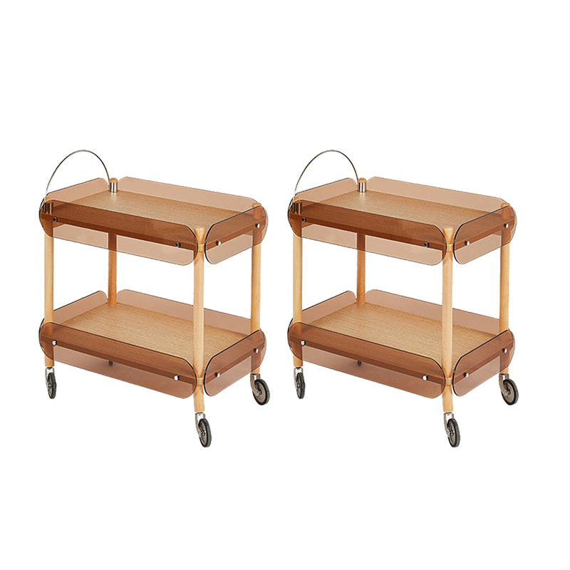 Modern Side Table Glass Top with Storage Rectangular Double Tier Accent Side Table