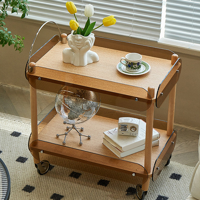 Modern Side Table Glass Top with Storage Rectangular Double Tier Accent Side Table