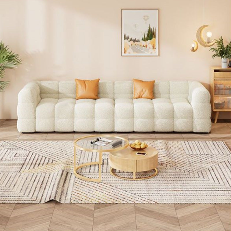 Contemporary Biscuit Back White Tuxedo Arm Living Room Seating