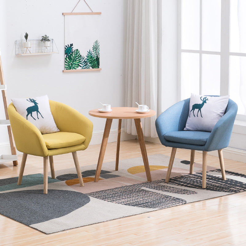 Contemporary Sloped Arms Accent Armchair Basic Four Leg Arm Chair