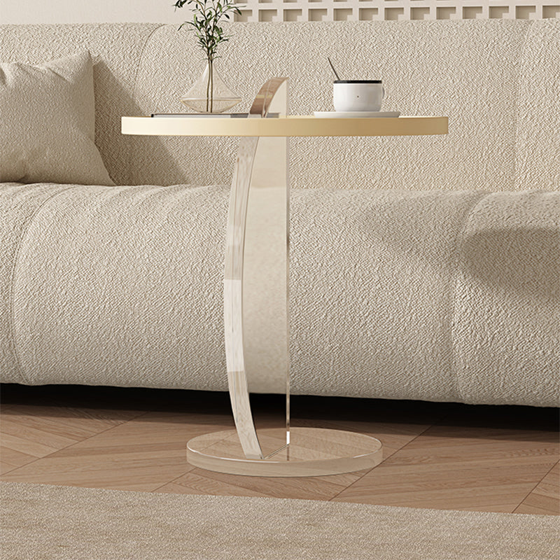 19.68" Wide Abstract Side Table Round Tray Top Sofa Side Accent Table