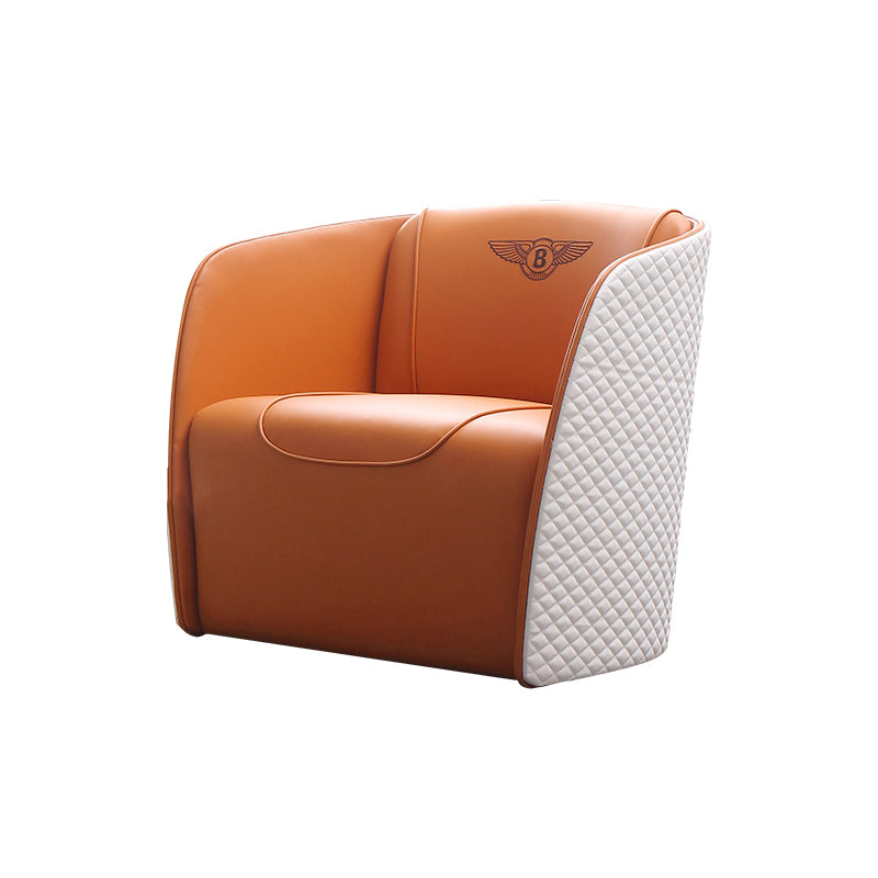 Contemporary Solid Color Chair Faux Leather Barrel Accent Chair