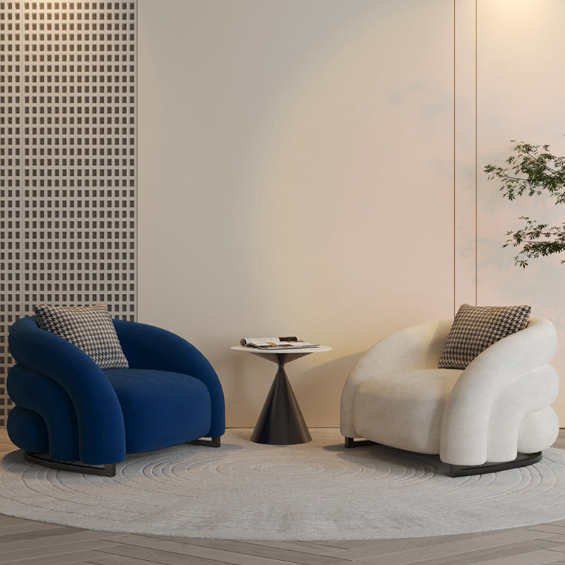 Modern Fixed Back Chair Solid Color Upholstered Sloped Arms Chair