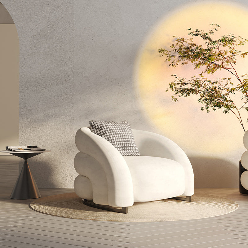 Modern Fixed Back Chair Solid Color Upholstered Sloped Arms Chair