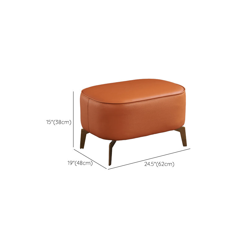 Modern Fixed Back Chair Solid Color Upholstered Genuine Leather ArmChair
