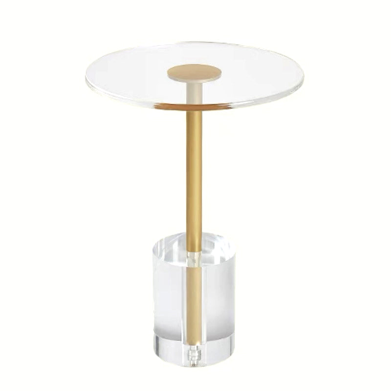 Glam Sofa Side Accent Table Plastic Clear Round Living Room Corner Table