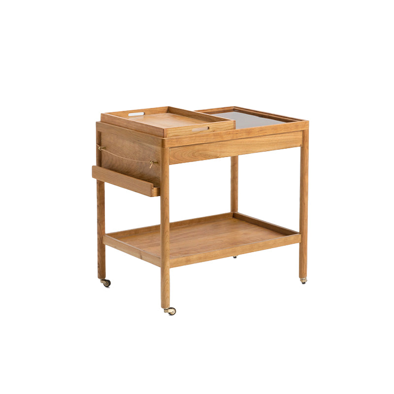Contemporary Corner Table with Storage Rectangular Double Tier Living Room End Table