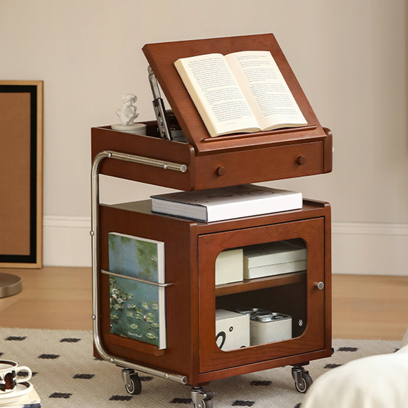 Modern Solid Wood Accent Side Table Rectangular Living Room with Storage