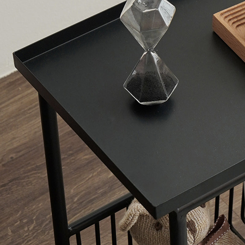 Contemporary Tray Top End Table 21.65" Tall Metal Side Table