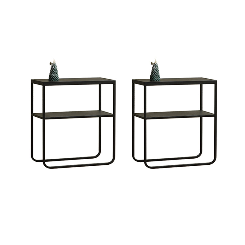 21.65" Tall 4 Legs Side Table Metal Sofa Side Accent Table with Shelf