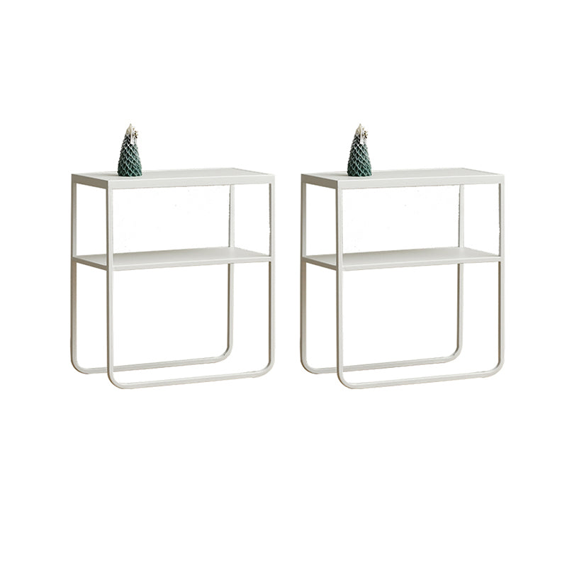 21.65" Tall 4 Legs Side Table Metal Sofa Side Accent Table with Shelf