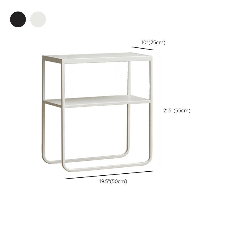 21.65" Tall 4 Legs Side Table Metal Sofa Side Accent Table with Shelf