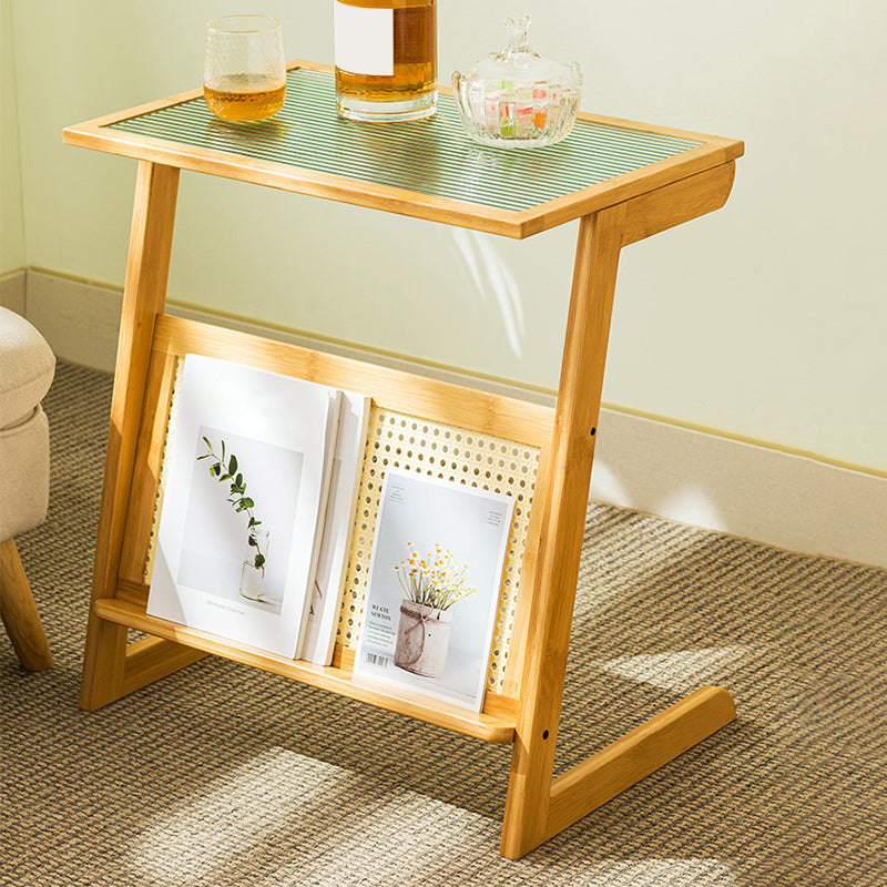 Rustic Rectangular Side Table Abstract 21.65 inch Wide End Table