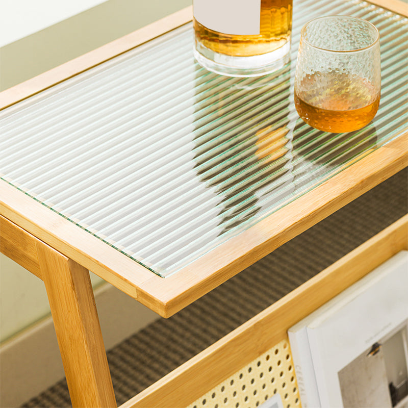 Rustic Rectangular Side Table Abstract 21.65 inch Wide End Table