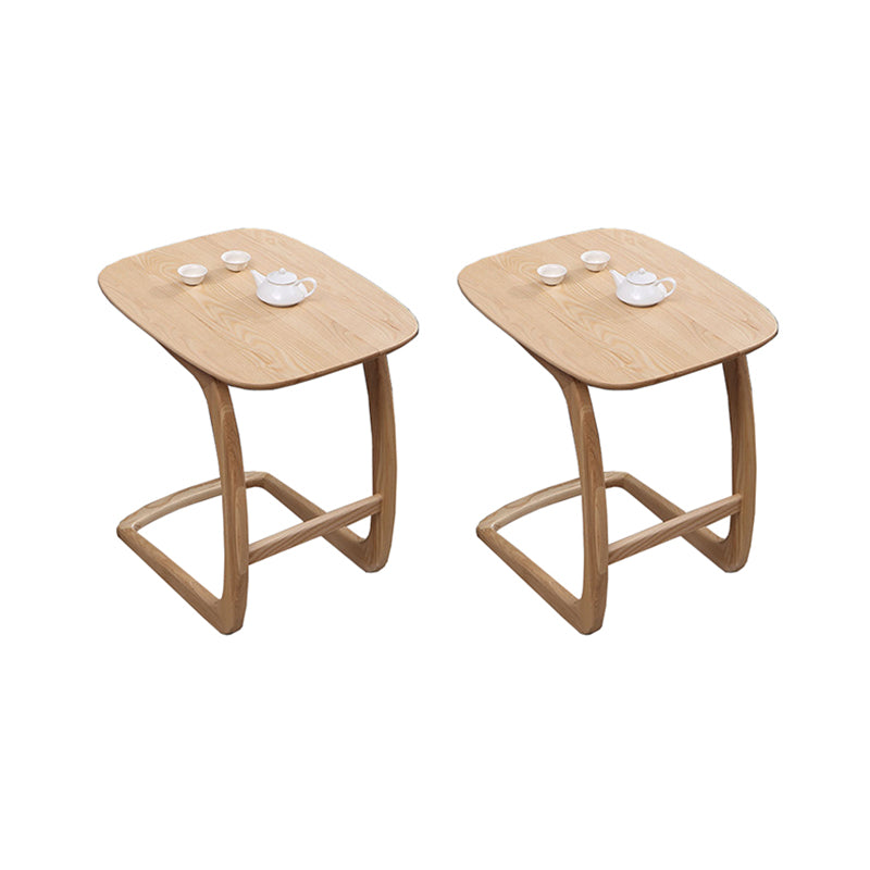 Modern Style Wood End Table Rectangular C-shape Sofa Side Accent Table