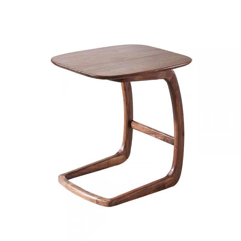 Modern Style Wood End Table Rectangular C-shape Sofa Side Accent Table
