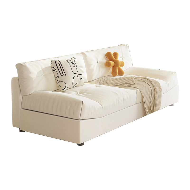Modern Style Fabric Sofa in Off-White Living Room Square Arm Sofa