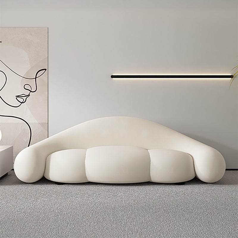 Contemporary White Seating Cushions Living Room Curved Settee