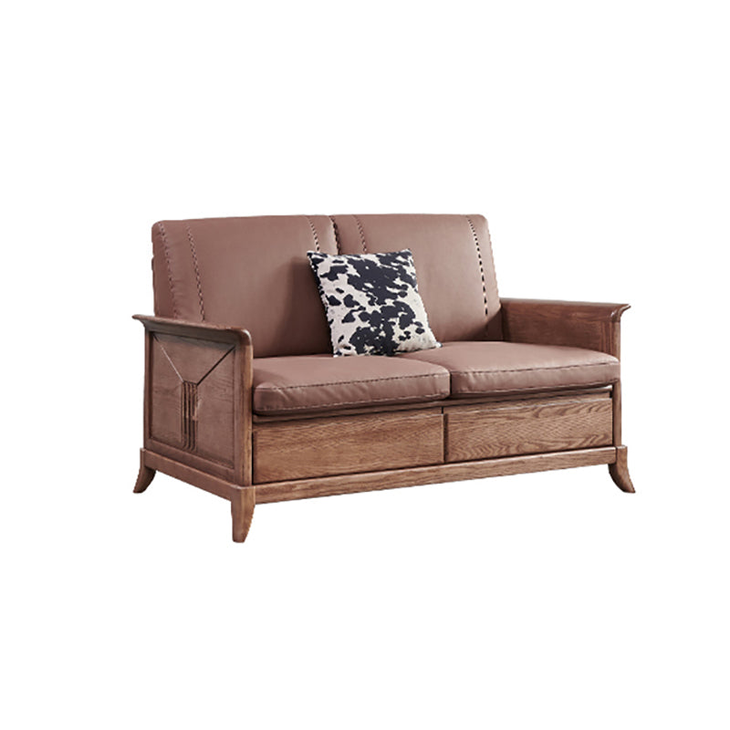 Country/Farmhouse Dark Brown Cushions Flared Arm Living Room Seating