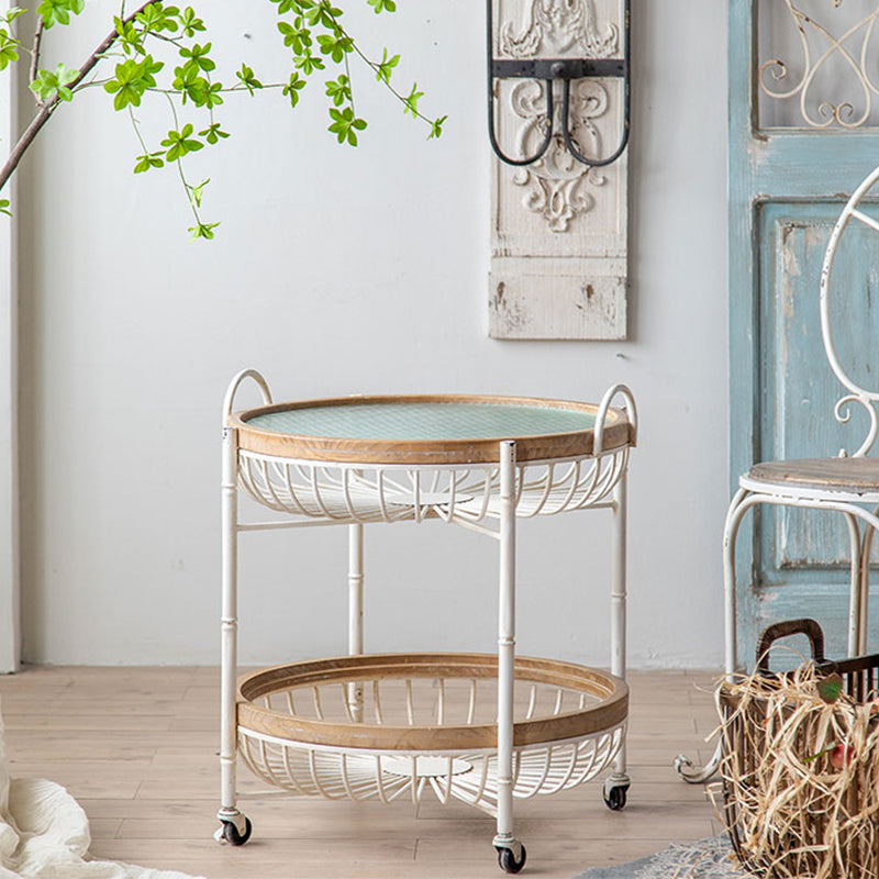 Metal Cross Legs End Table White Glass Top Accent Side Table