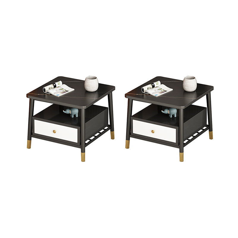 4 Legs Metal End Table Luxurious Stone Top Side End Snack Table