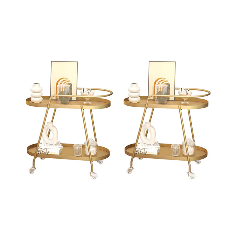 22.83" Tall Tray Top Side Table Metal Sofa Side Accent Table with Casters