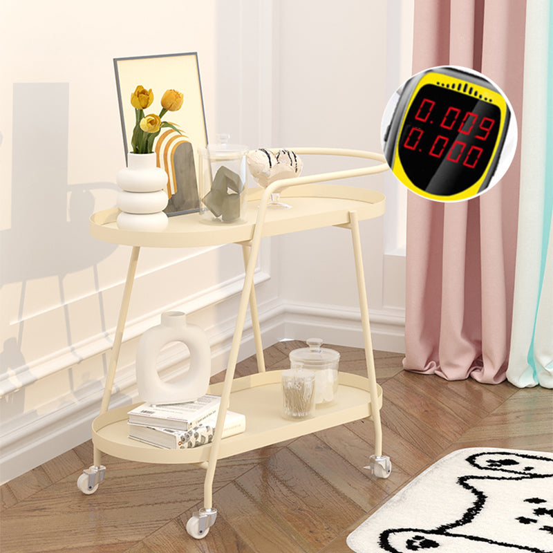 22.83" Tall Tray Top Side Table Metal Sofa Side Accent Table with Casters