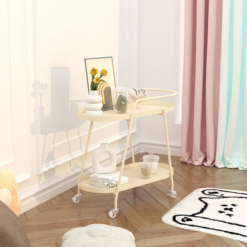 22.83" Tall Tray Top Side Table Metal Sofa Side Accent Table with Casters