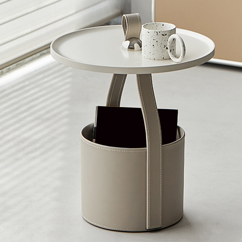 19.68" Wide Metal Side Table Round Tray Top Sofa Side Accent Table