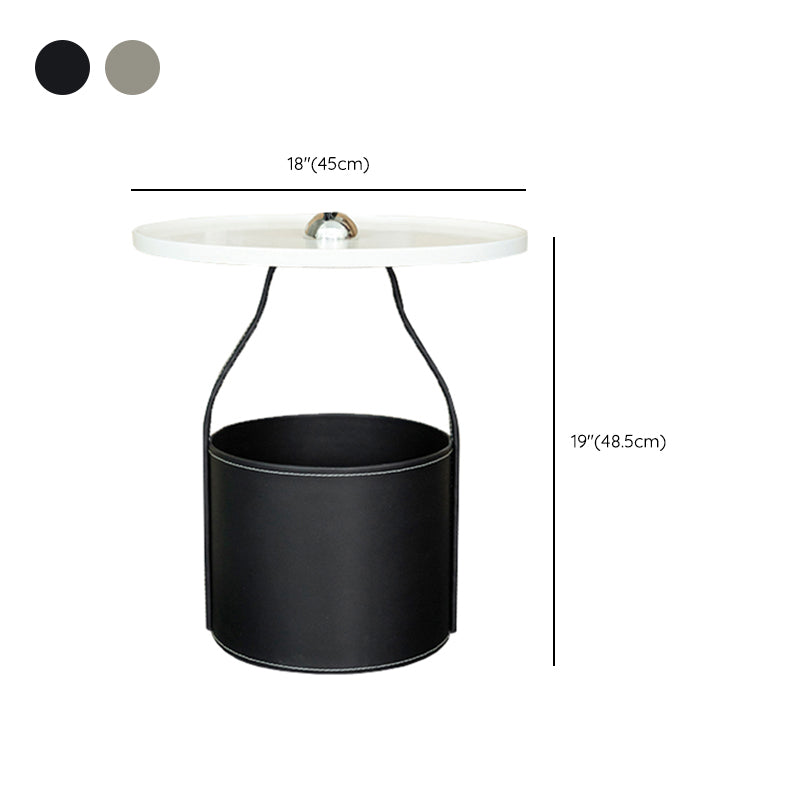 19.68" Wide Metal Side Table Round Tray Top Sofa Side Accent Table