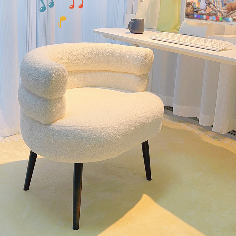 Sewn Pillow Back Chair Solid Color Upholstered Recessed Arms Chair