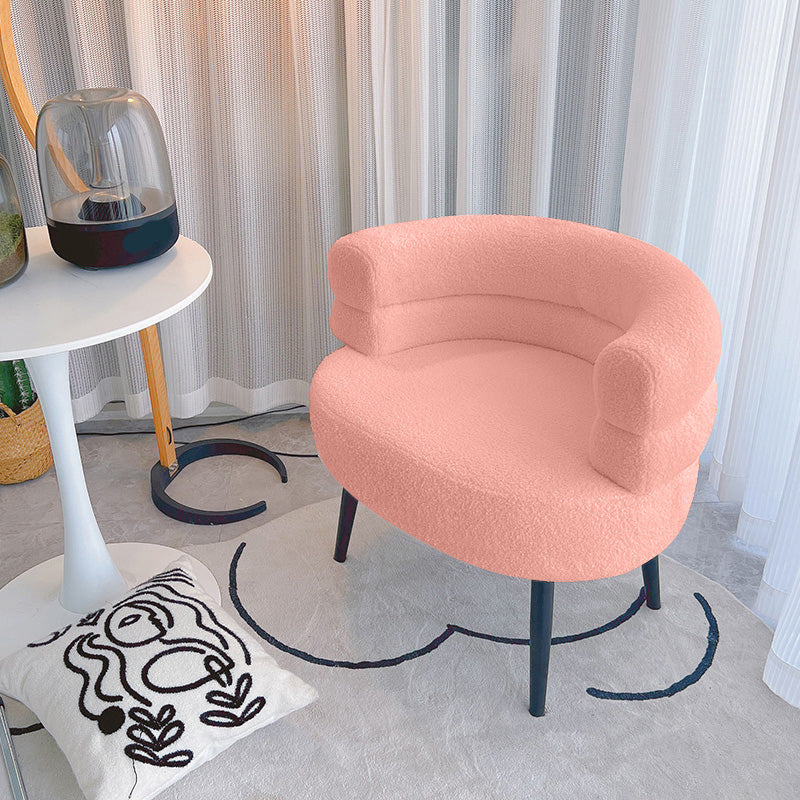 Sewn Pillow Back Chair Solid Color Upholstered Recessed Arms Chair