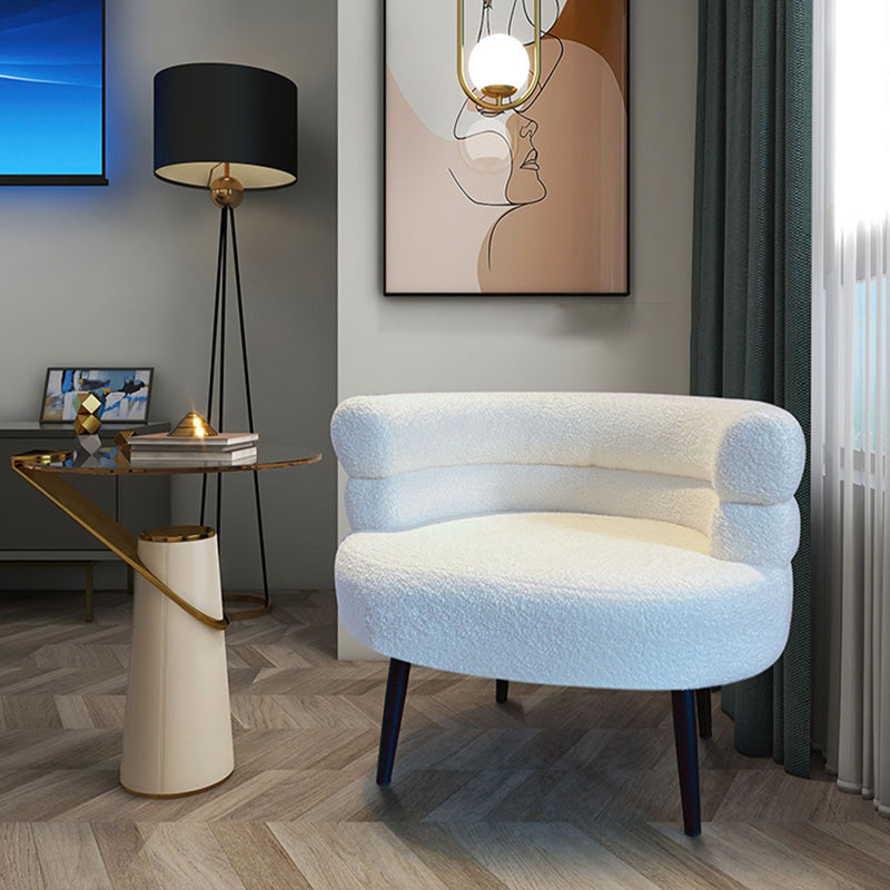 Sewn Pillow Back Chair Solid Color Upholstered Recessed Arms Chair