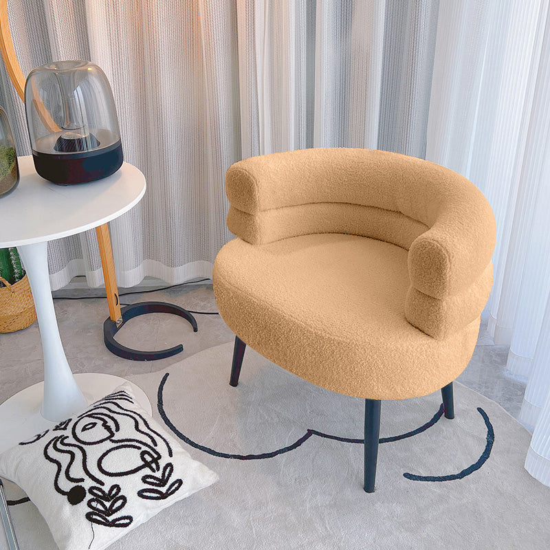 Sewn Pillow Back Chair Solid Color Upholstered Recessed Arms Chair