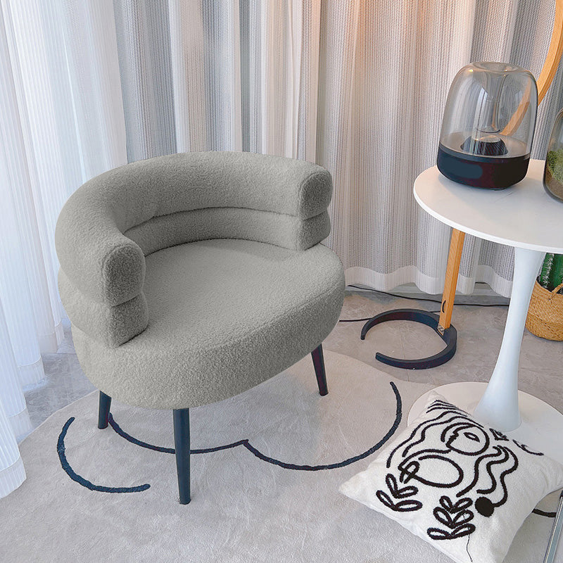 Sewn Pillow Back Chair Solid Color Upholstered Recessed Arms Chair