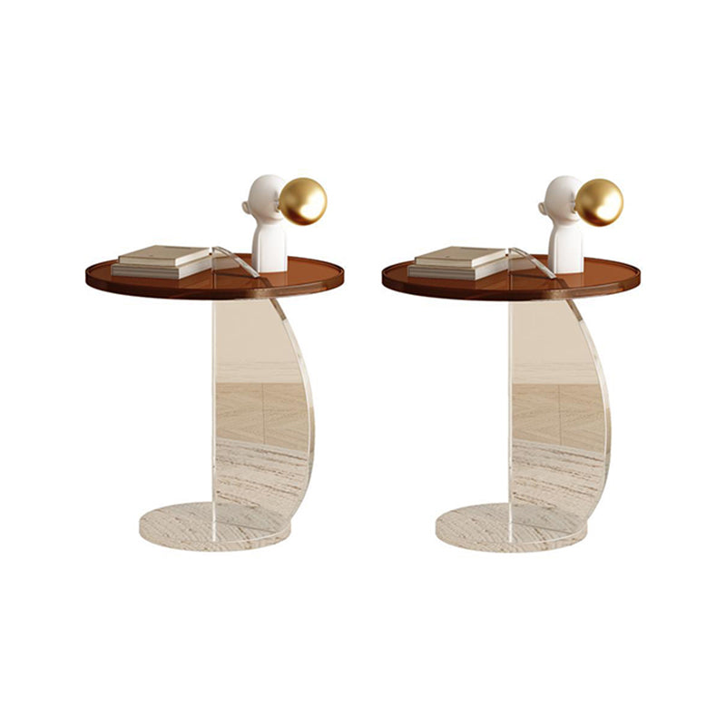 Glam Corner Table Plastic Pedestal Round Living Room Sofa Side Accent Table