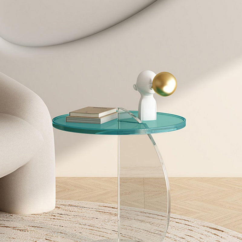 Glam Corner Table Plastic Pedestal Round Living Room Sofa Side Accent Table