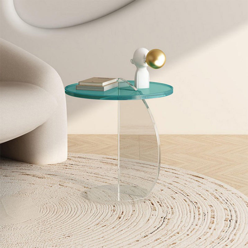 Glam Corner Table Plastic Pedestal Round Living Room Sofa Side Accent Table