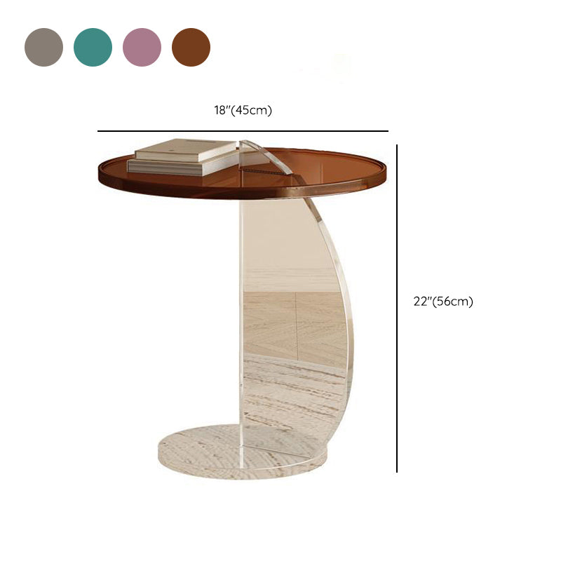Glam Corner Table Plastic Pedestal Round Living Room Sofa Side Accent Table