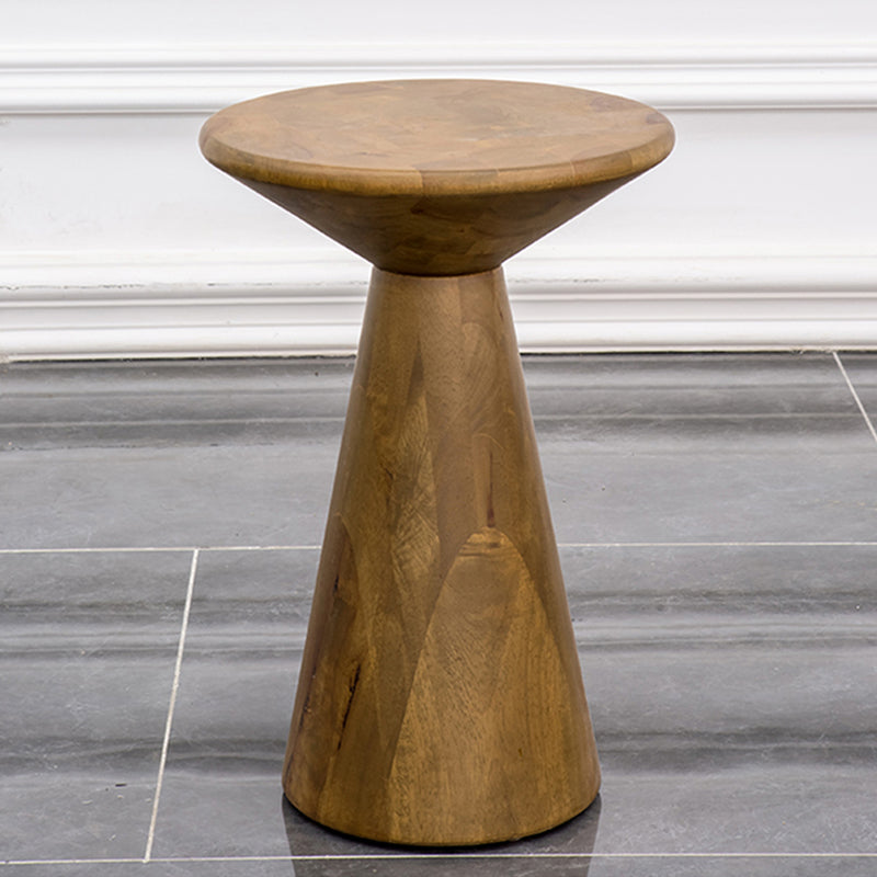 Round Rubberwood End Table Pedestal Side Table for Living Room