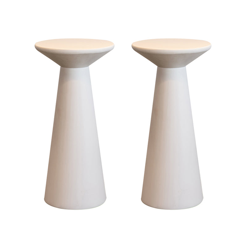 Round Rubberwood End Table Pedestal Side Table for Living Room