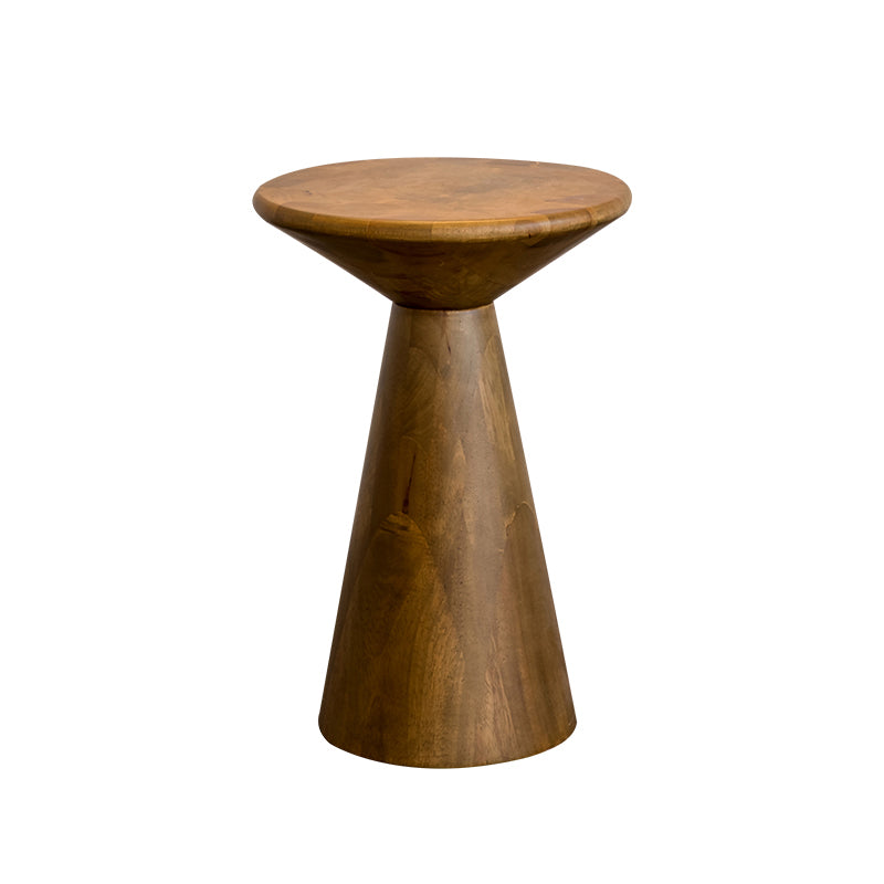 Round Rubberwood End Table Pedestal Side Table for Living Room