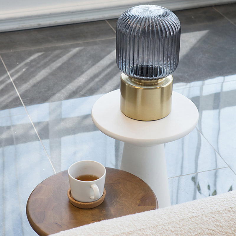 Round Rubberwood End Table Pedestal Side Table for Living Room