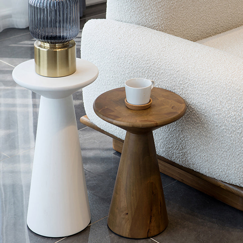 Round Rubberwood End Table Pedestal Side Table for Living Room