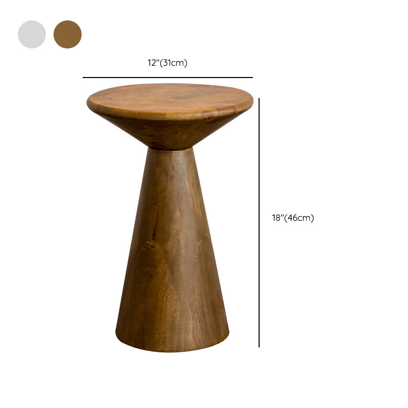 Round Rubberwood End Table Pedestal Side Table for Living Room