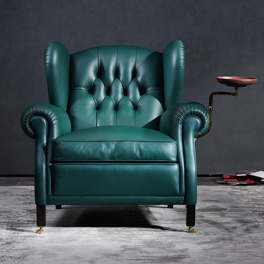 Glam Tufted Back Arm Chair Solid Color Rolled Arms Armchair for Living Room