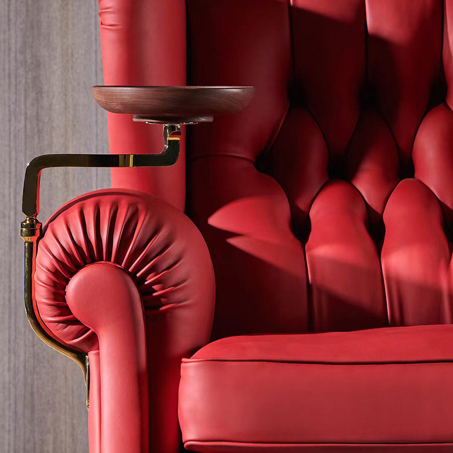 Glam Tufted Back Arm Chair Solid Color Rolled Arms Armchair for Living Room