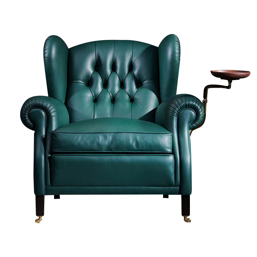 Glam Tufted Back Arm Chair Solid Color Rolled Arms Armchair for Living Room